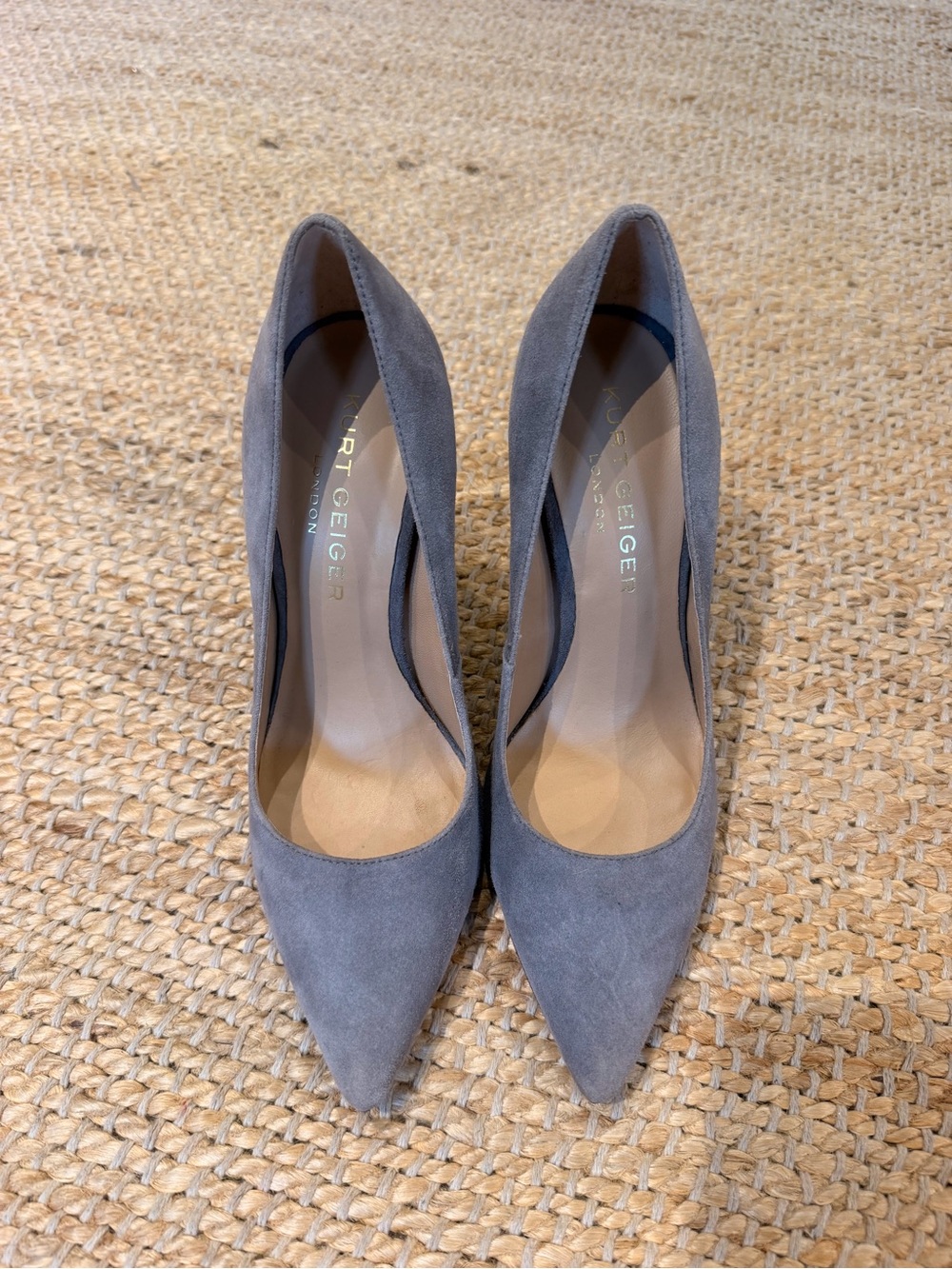 Kurt Geiger Gray Suede Pointed-Toe Pumps